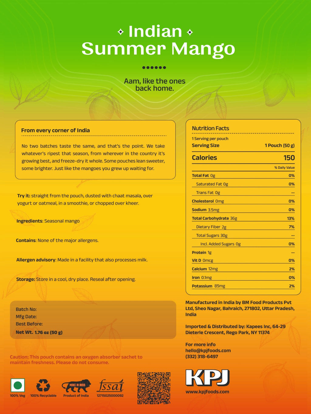 Freeze-Dried Indian Mango